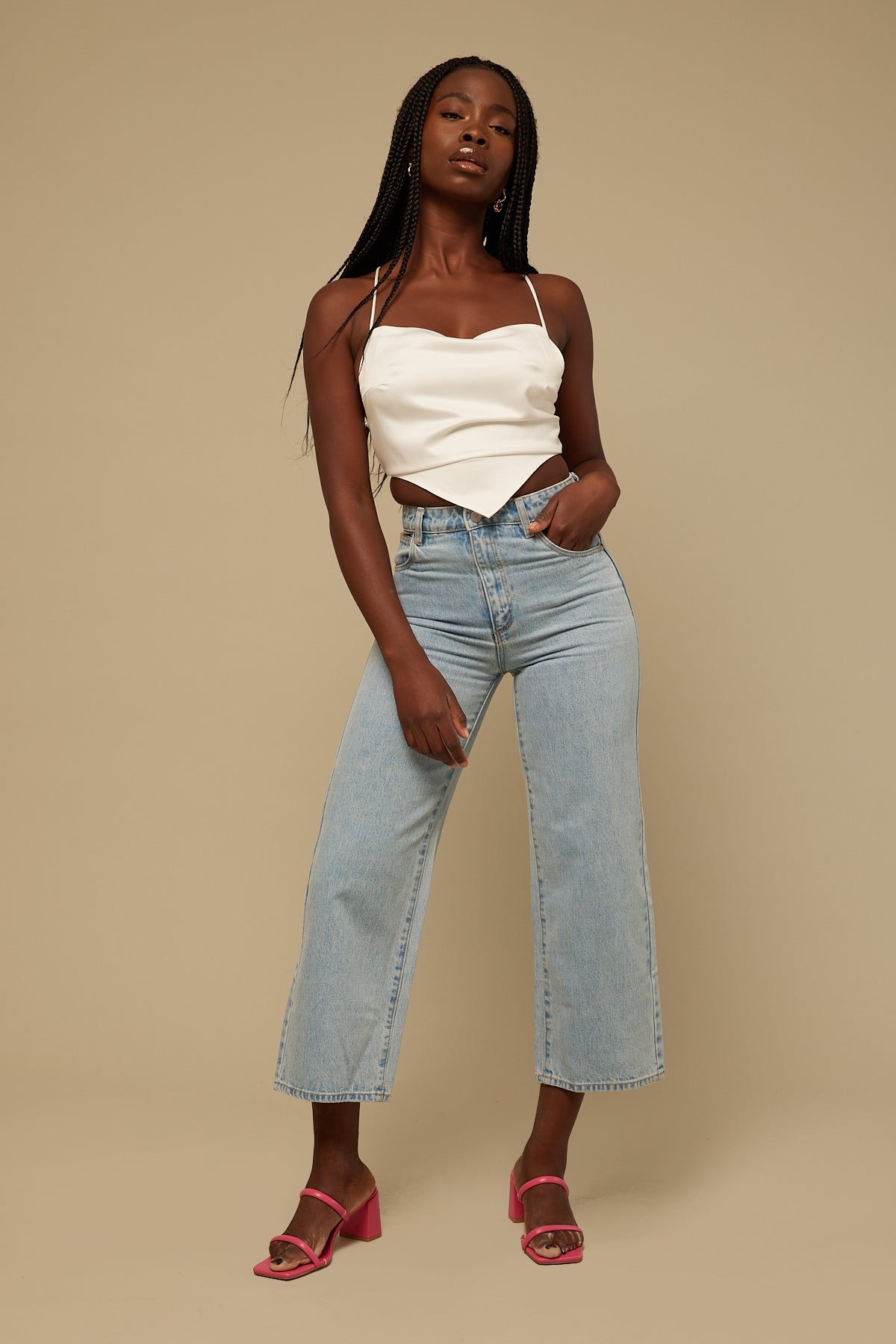 Perfect Stranger Astrid Satin Tie Back Top White