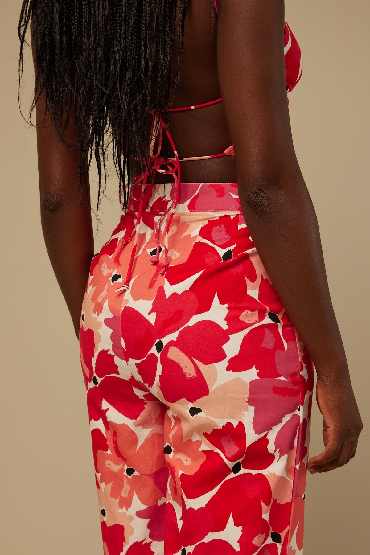 Perfect Stranger Painterly Floral Linen Pant Pink Floral