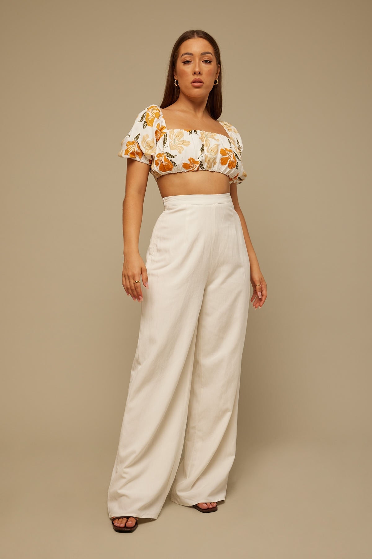 Perfect Stranger Flounce Full Length Linen Pant White