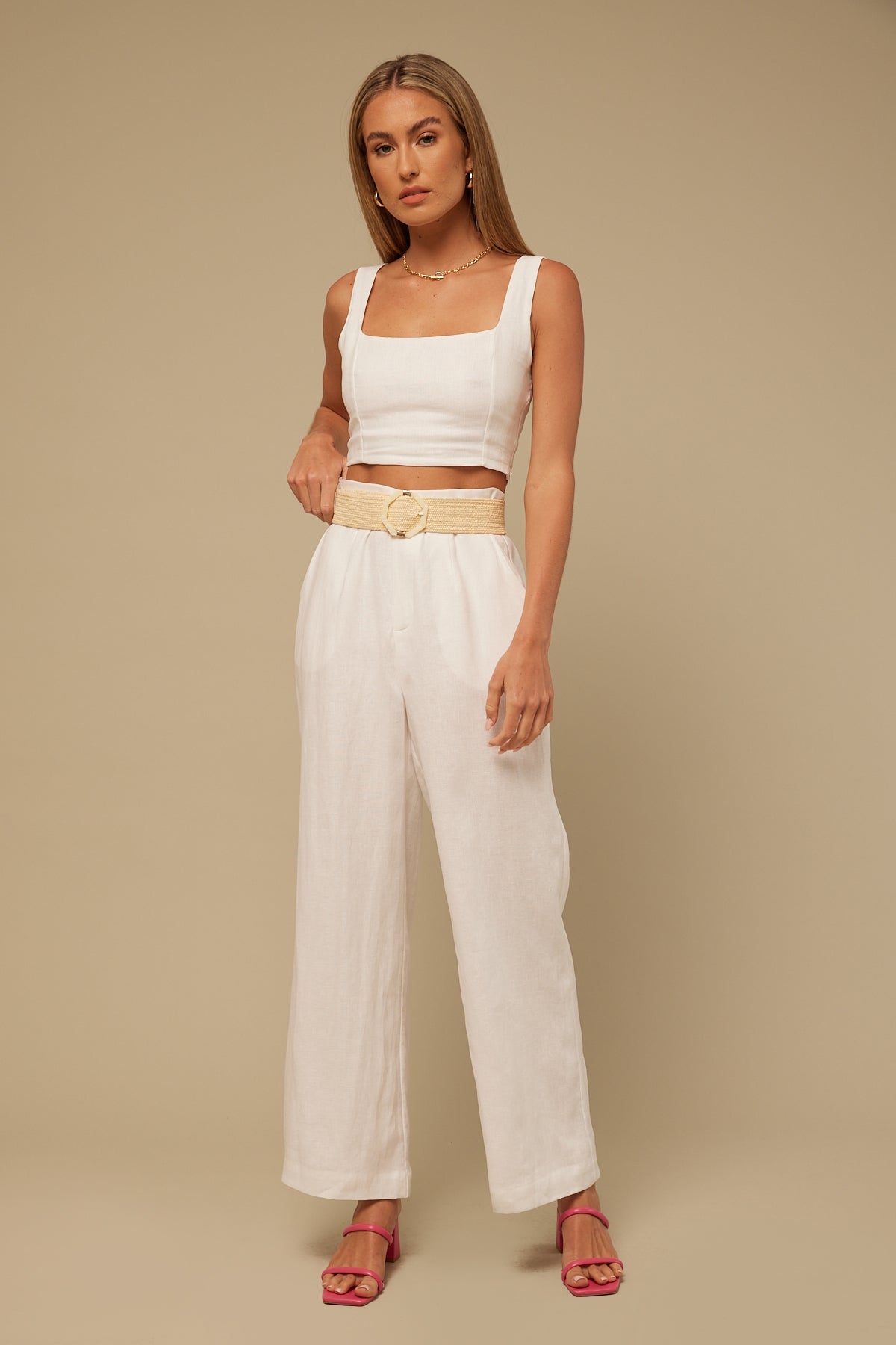 Token Natural Woven Buckle Belt Sand