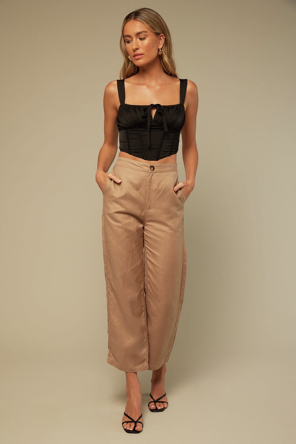 Perfect Stranger Kaylani Linen Pant Brown