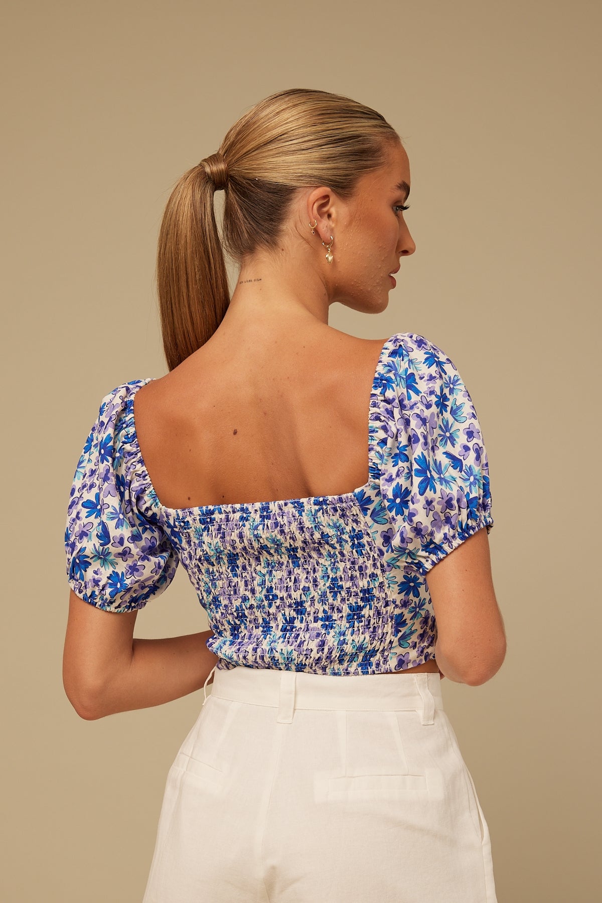 Perfect Stranger Daisy Energy Corset Top Blue Print