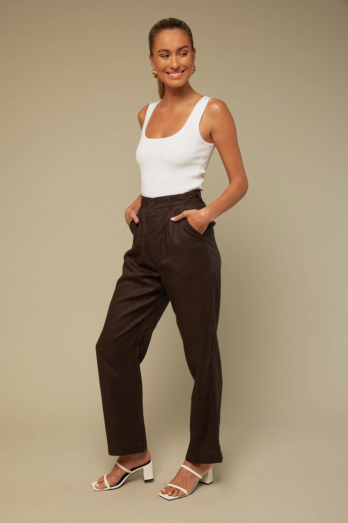 Perfect Stranger Dont Let Go Linen Pant Charcoal