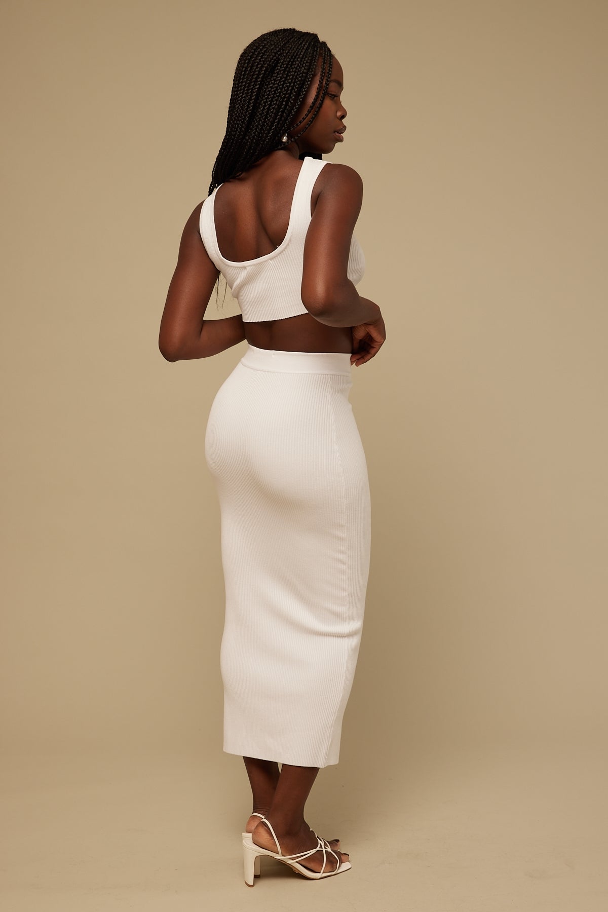 Perfect Stranger Everyday Knit Midi Skirt White
