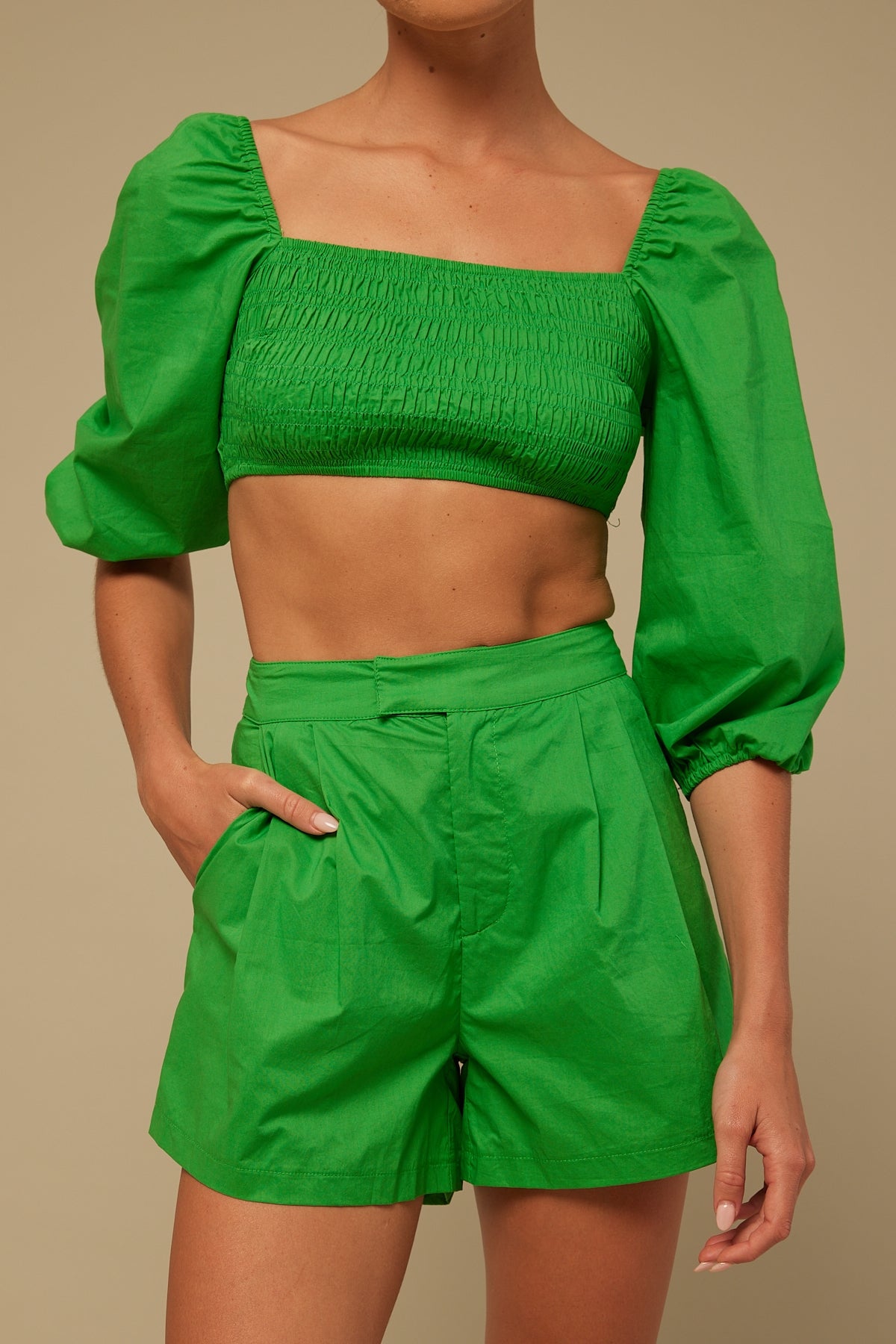 Perfect Stranger Leon Poplin Short Green