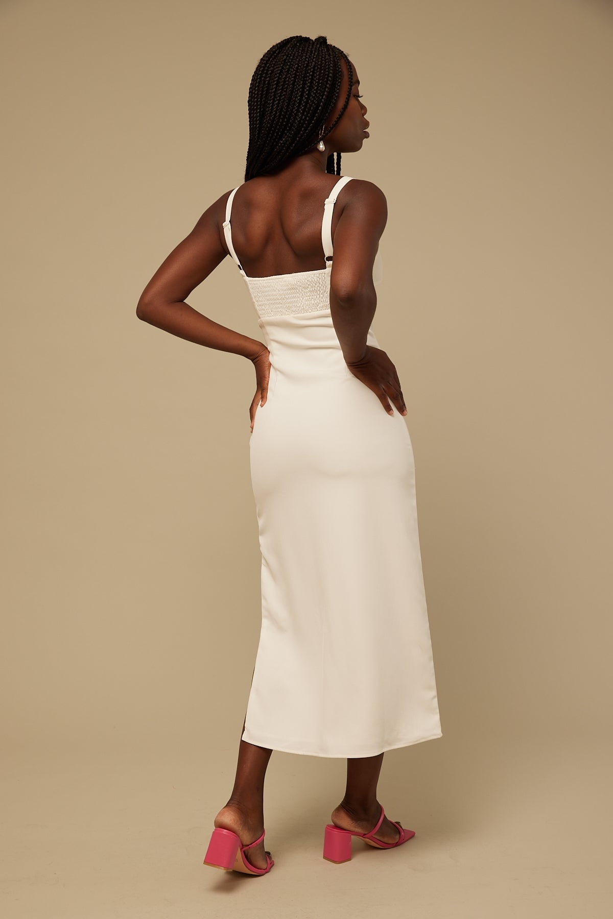 Perfect Stranger Zuri Twist Front Midi Dress White Print