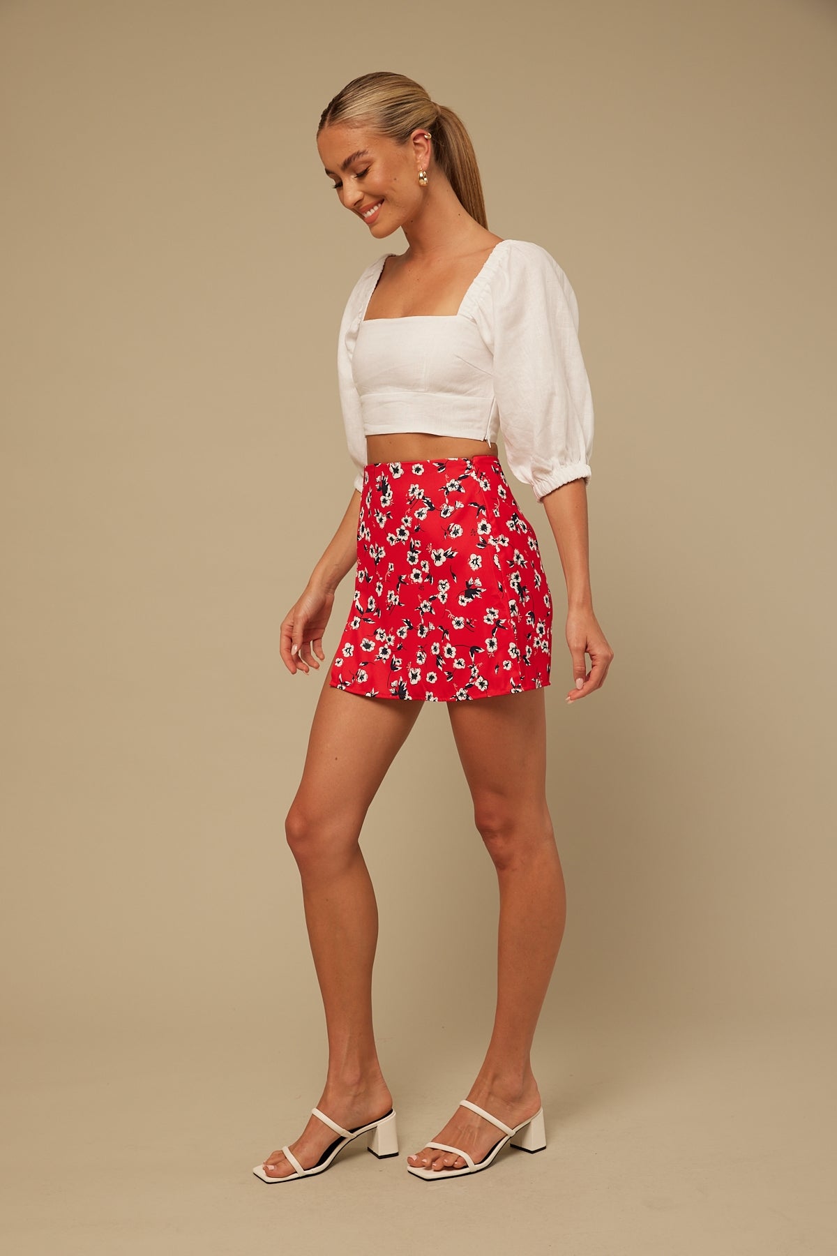Perfect Stranger Cherry Bloom Mini Skirt Floral Print