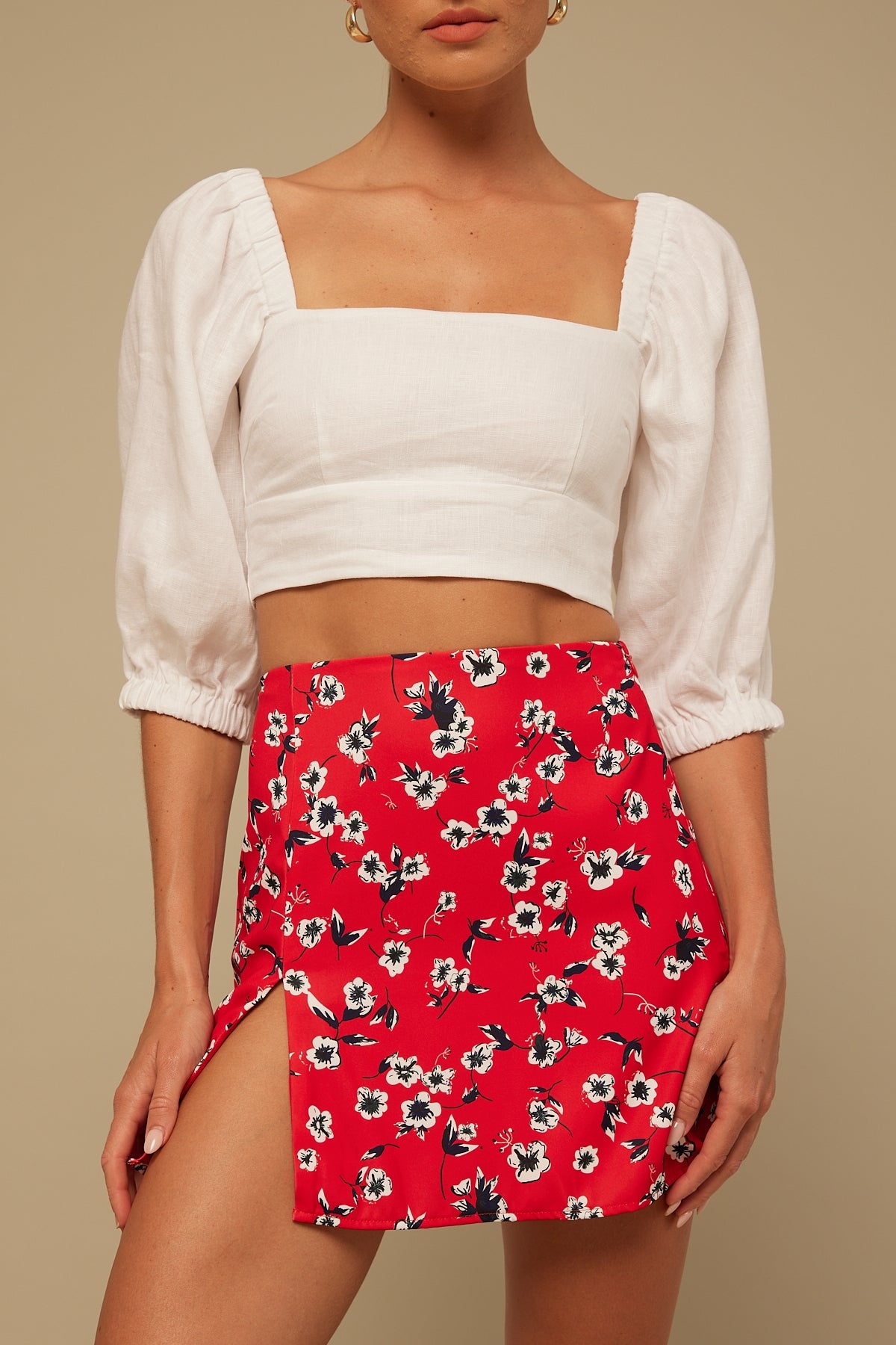 Perfect Stranger Cherry Bloom Mini Skirt Floral Print