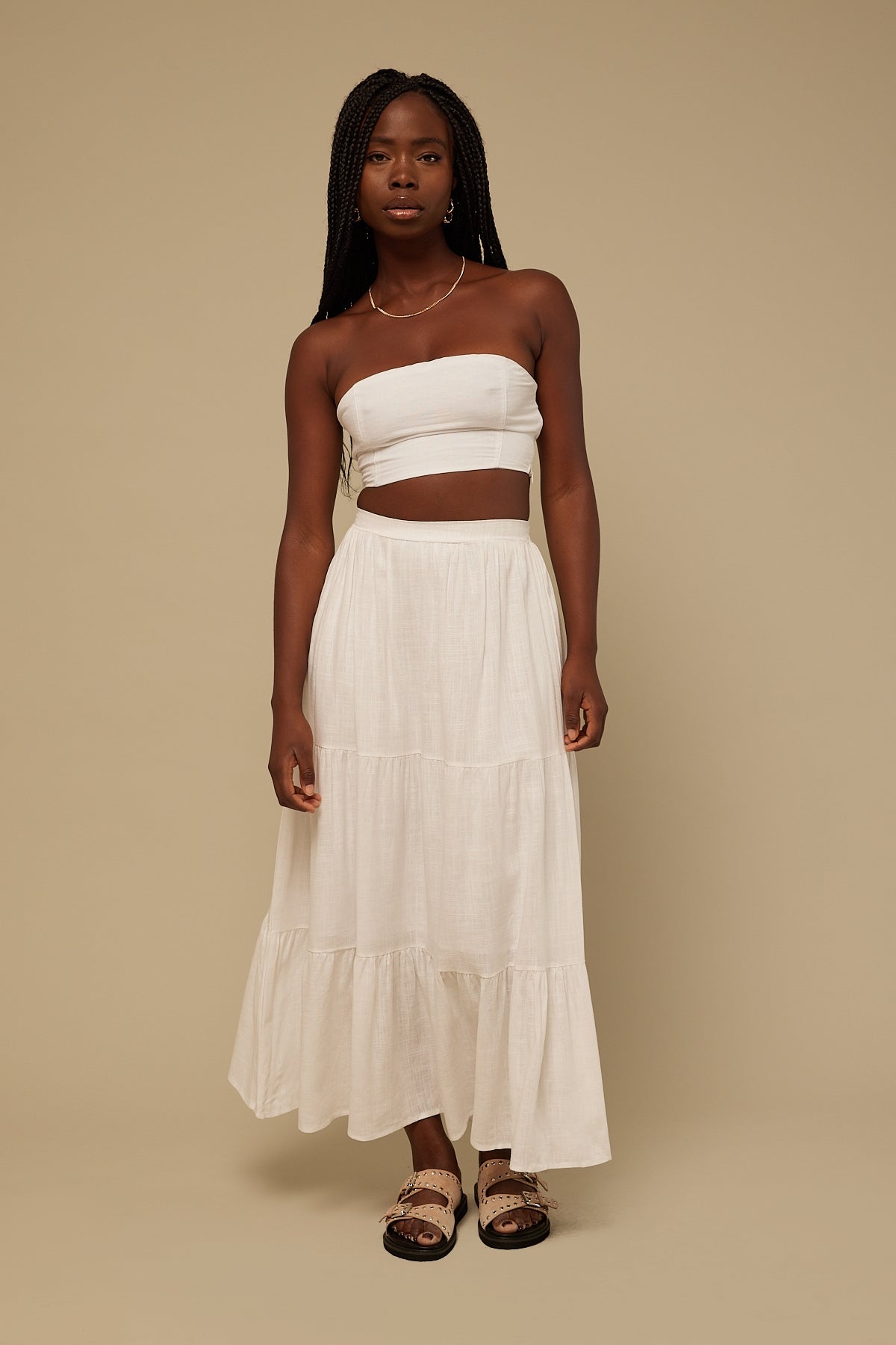 Perfect Stranger Floaty Maxi Skirt White