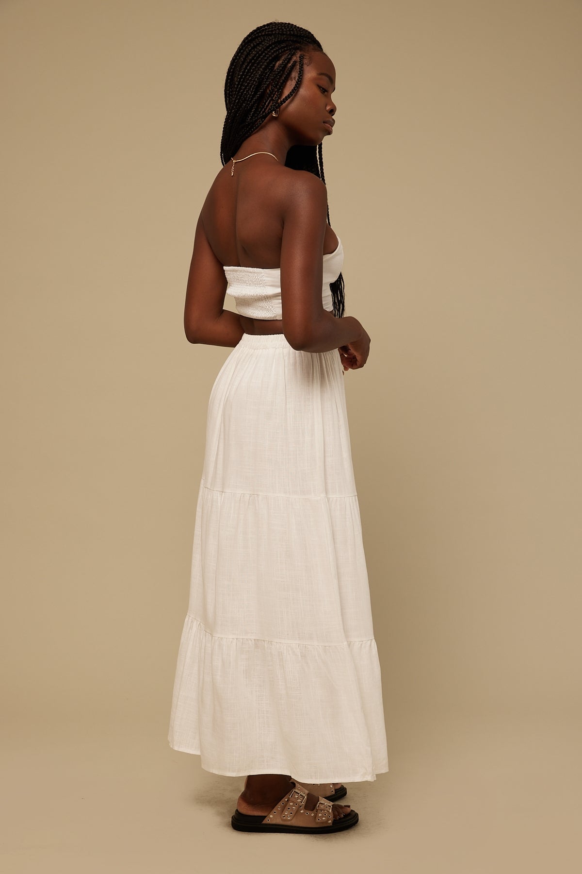 Perfect Stranger Floaty Maxi Skirt White