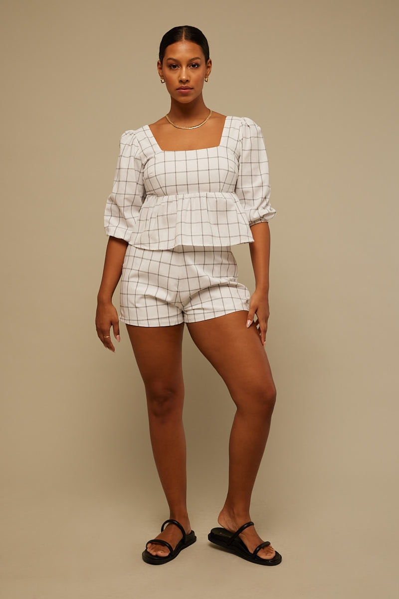 Perfect Stranger Ollie Short White Check