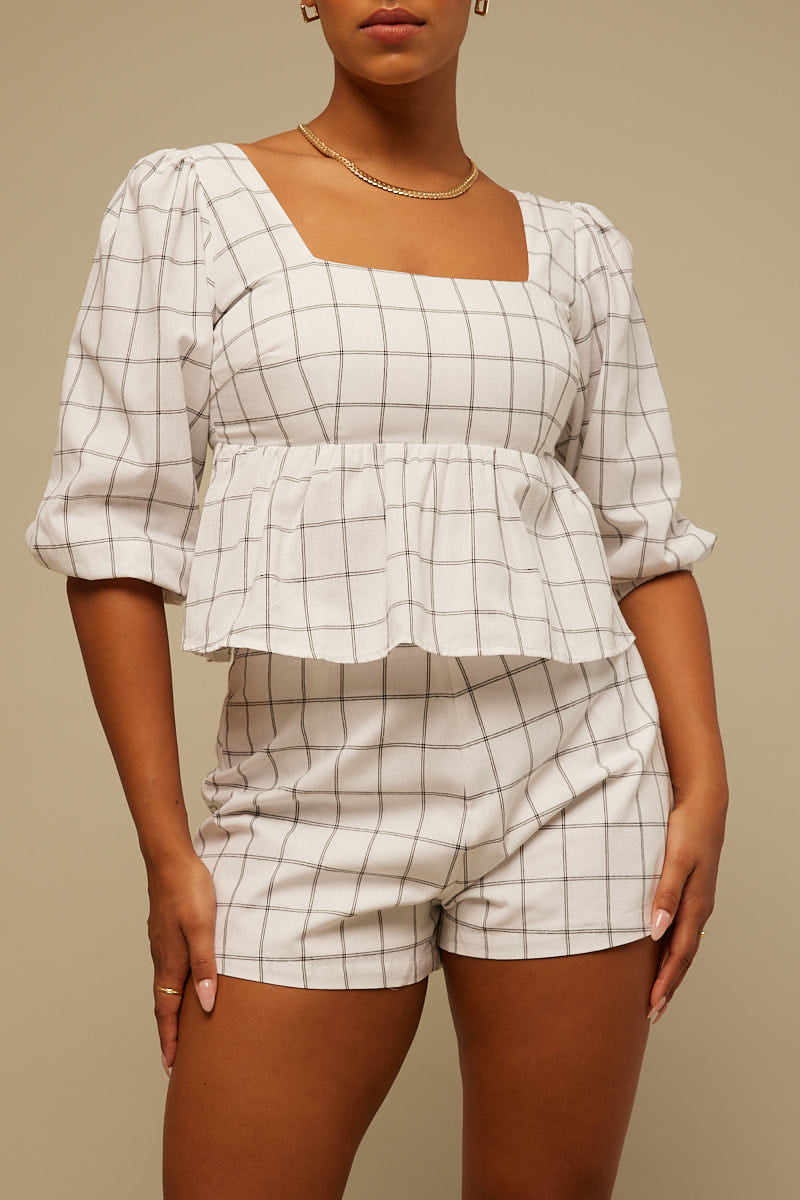 Perfect Stranger Ollie Short White Check