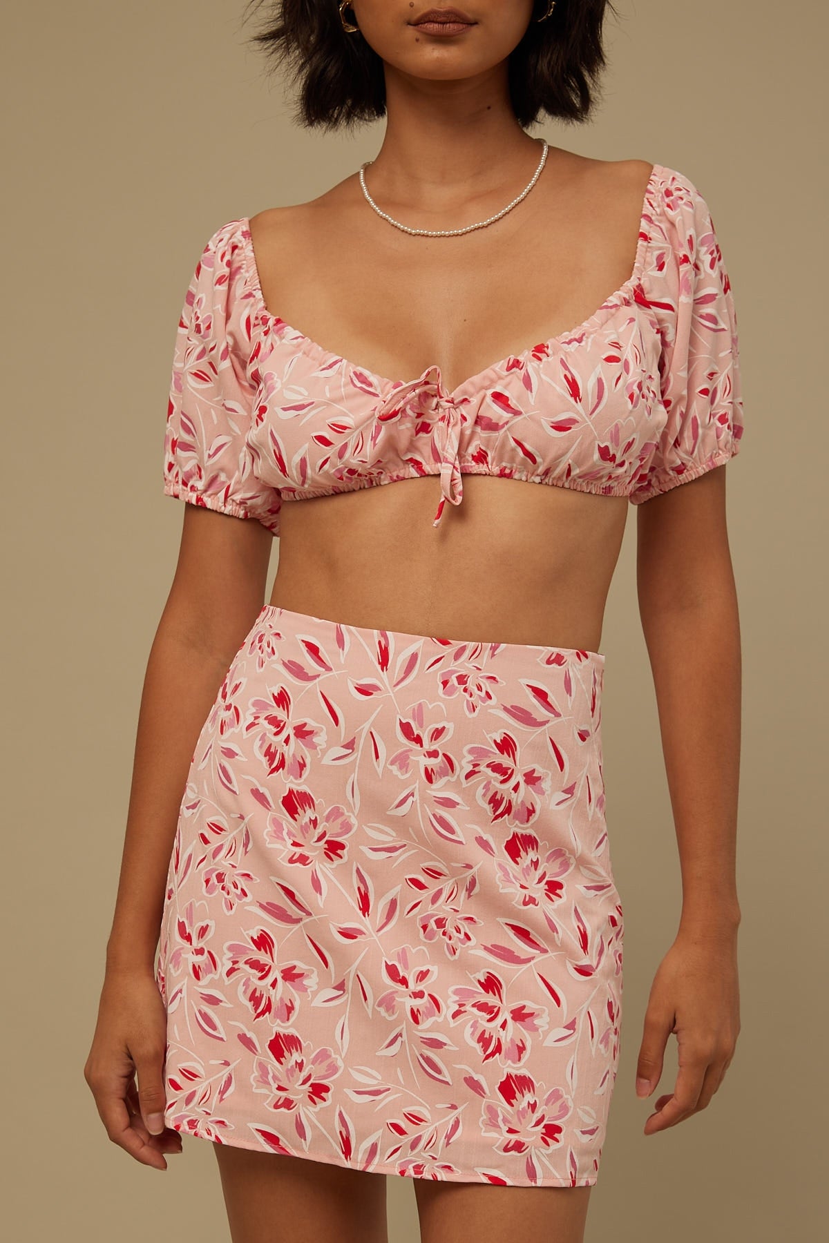 Perfect Stranger Blushing Moon Mini Skirt Pink Print