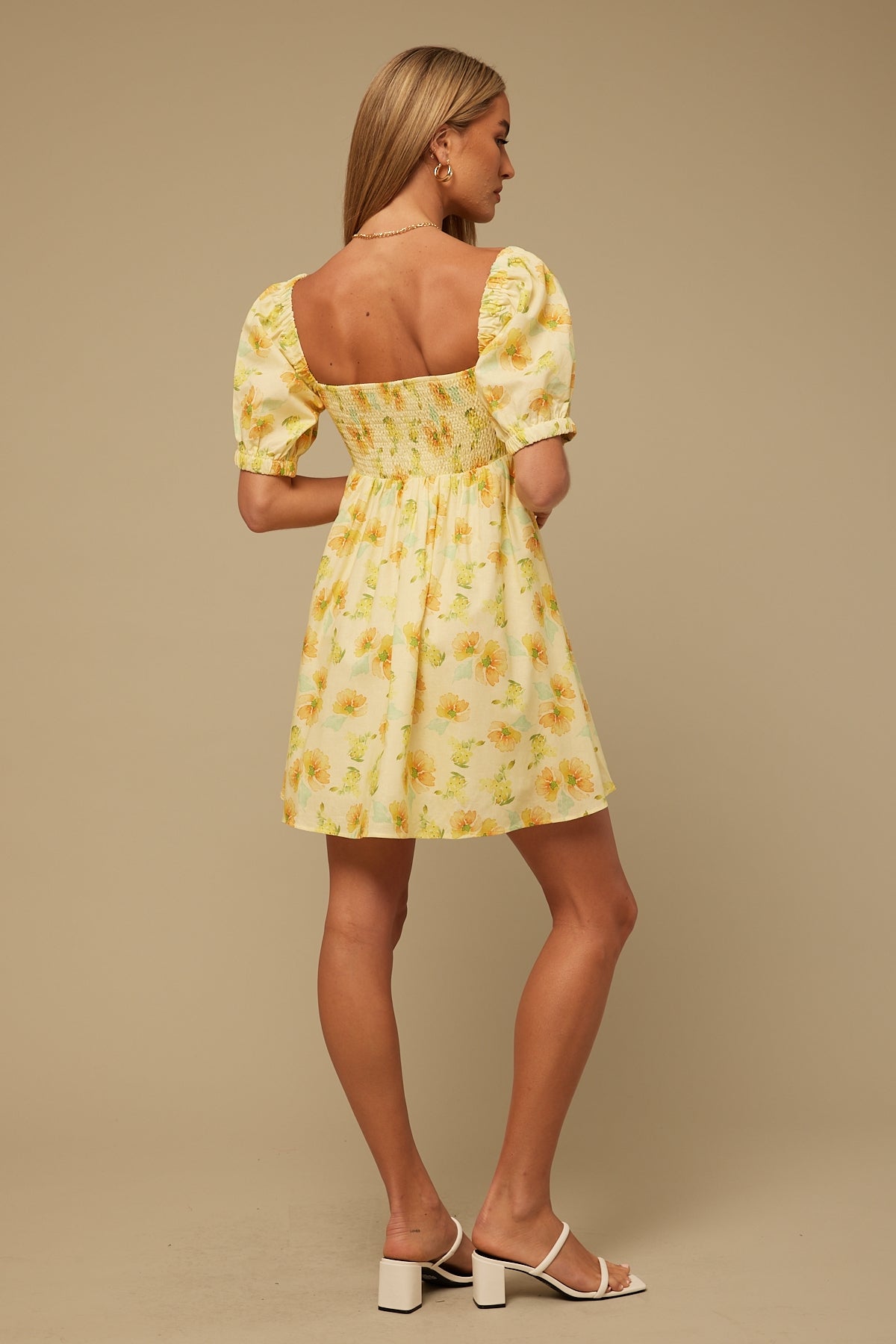 Perfect Stranger Sunlight Zinnia Mini Dress Yellow Print