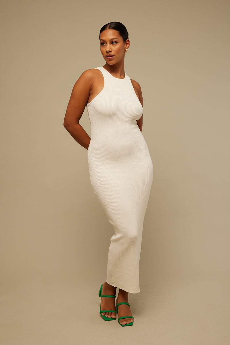 Perfect Stranger Daydream Knit Midi Dress White