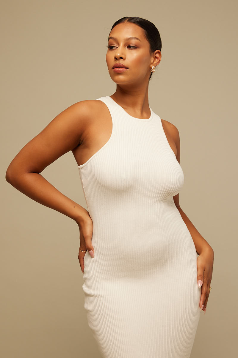 Perfect Stranger Daydream Knit Midi Dress White