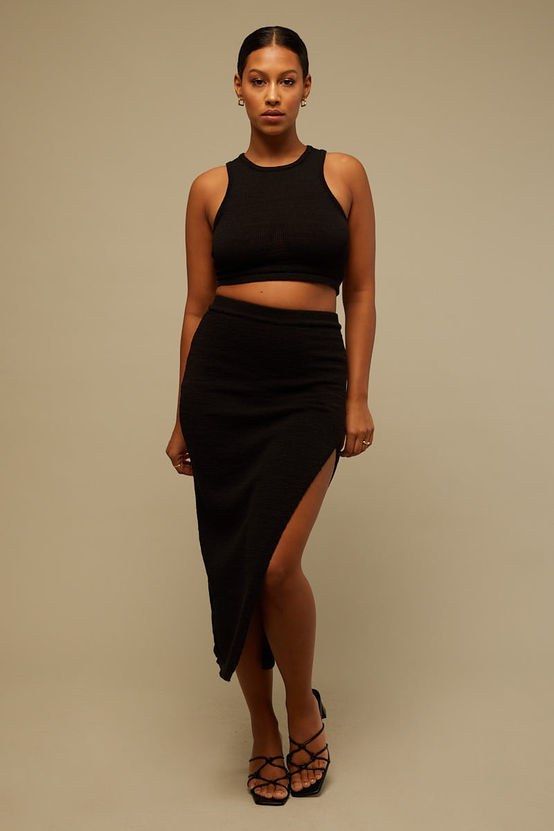 Perfect Stranger Lori Knit Midi Skirt Black