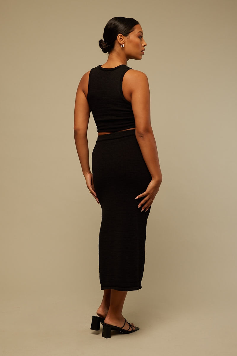 Perfect Stranger Lori Knit Midi Skirt Black