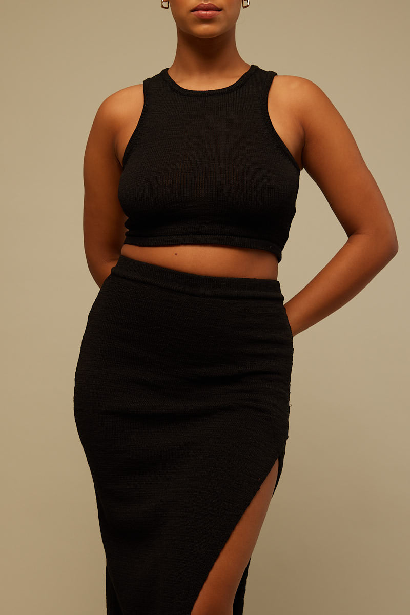 Perfect Stranger Lori Knit Midi Skirt Black