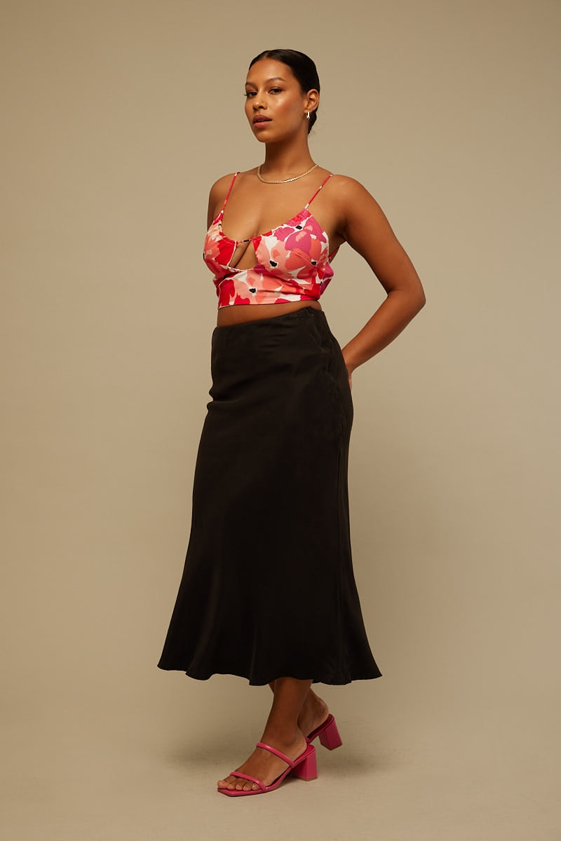 Perfect Stranger Carmella Midi Skirt Black