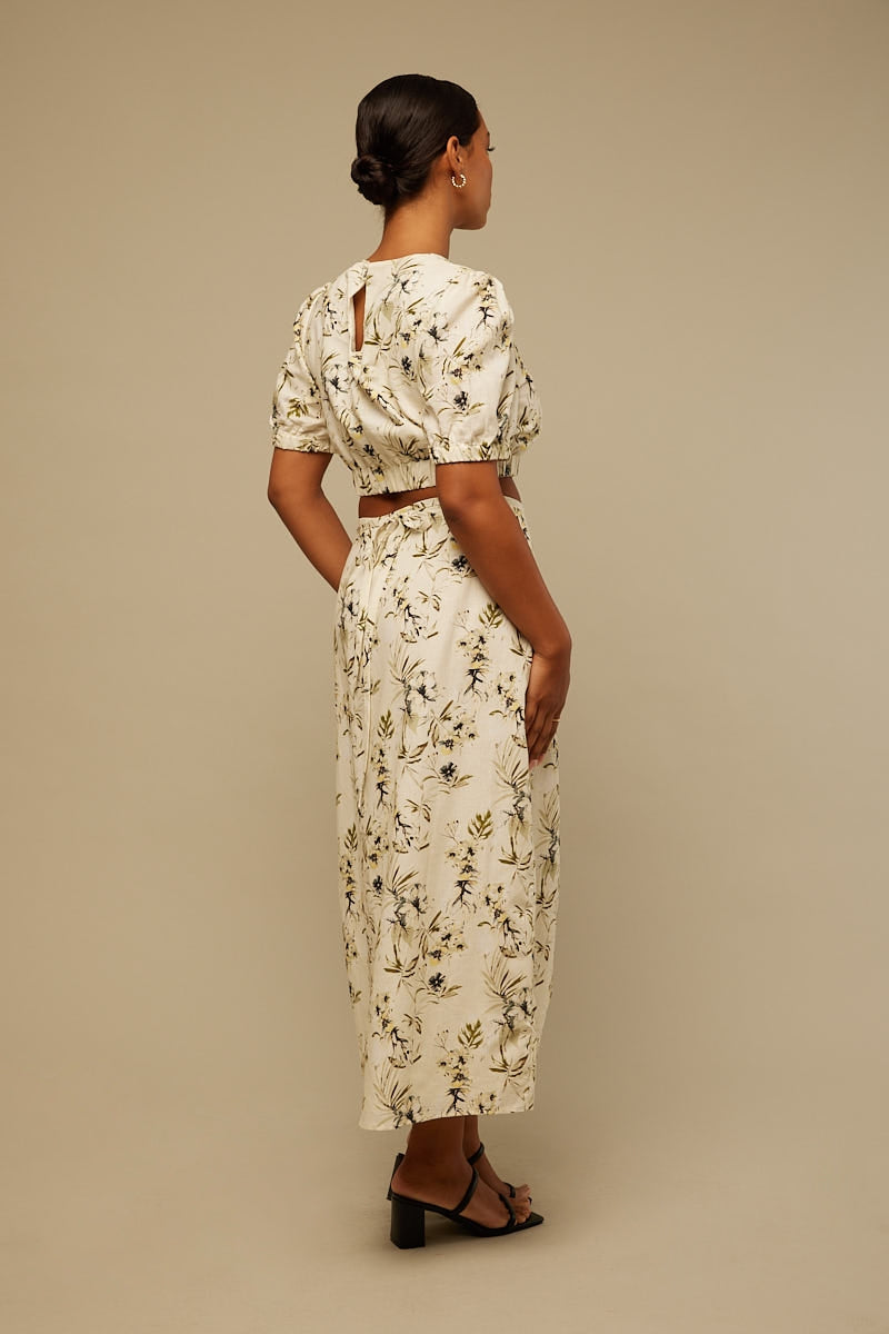 Perfect Stranger Island Life Midi Skirt Green Print