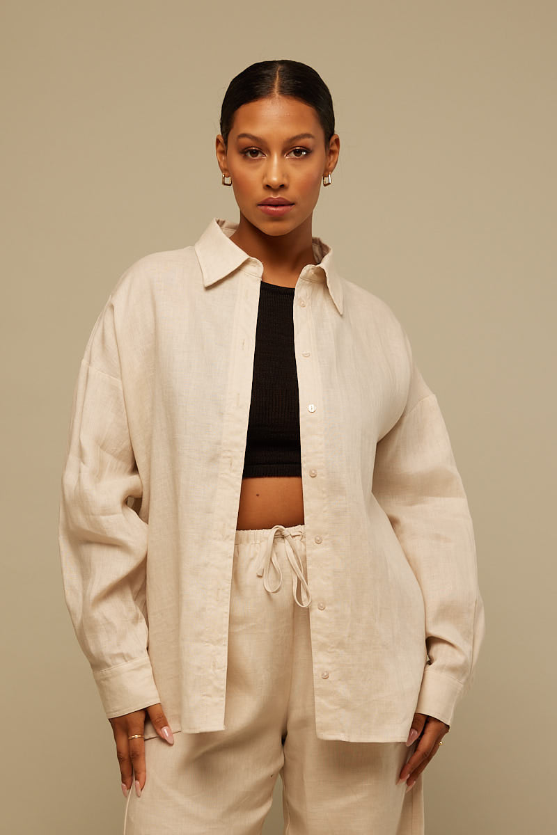 Perfect Stranger Staple Linen Shirt Oat