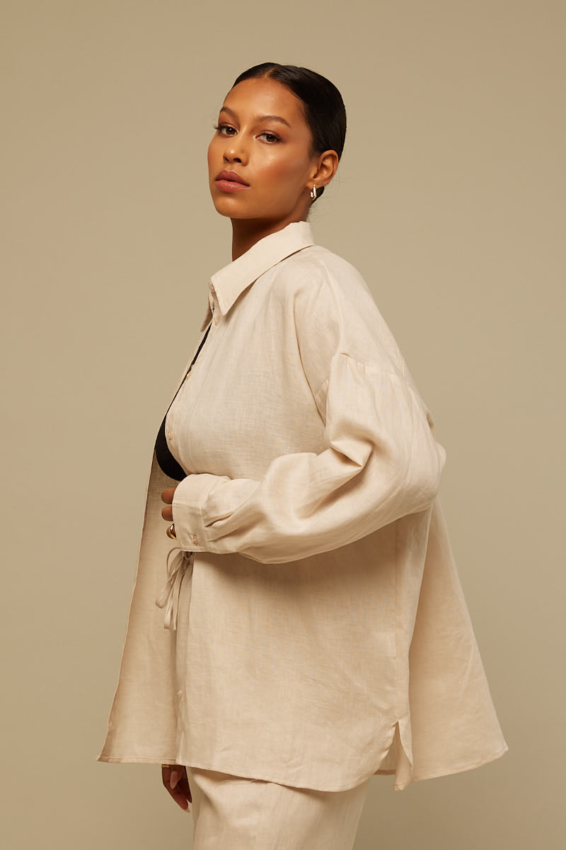 Perfect Stranger Staple Linen Shirt Oat
