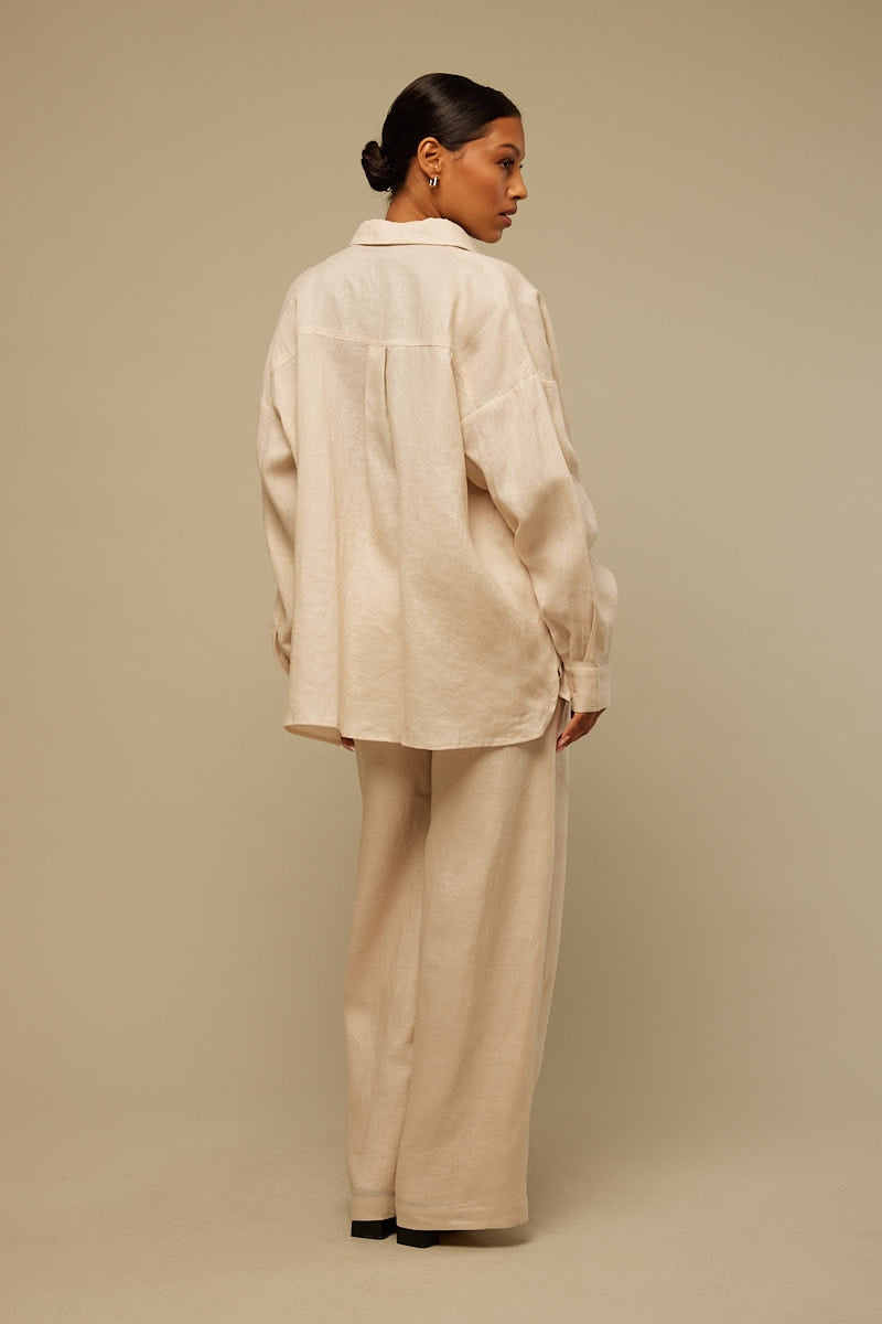 Perfect Stranger Staple Linen Shirt Oat