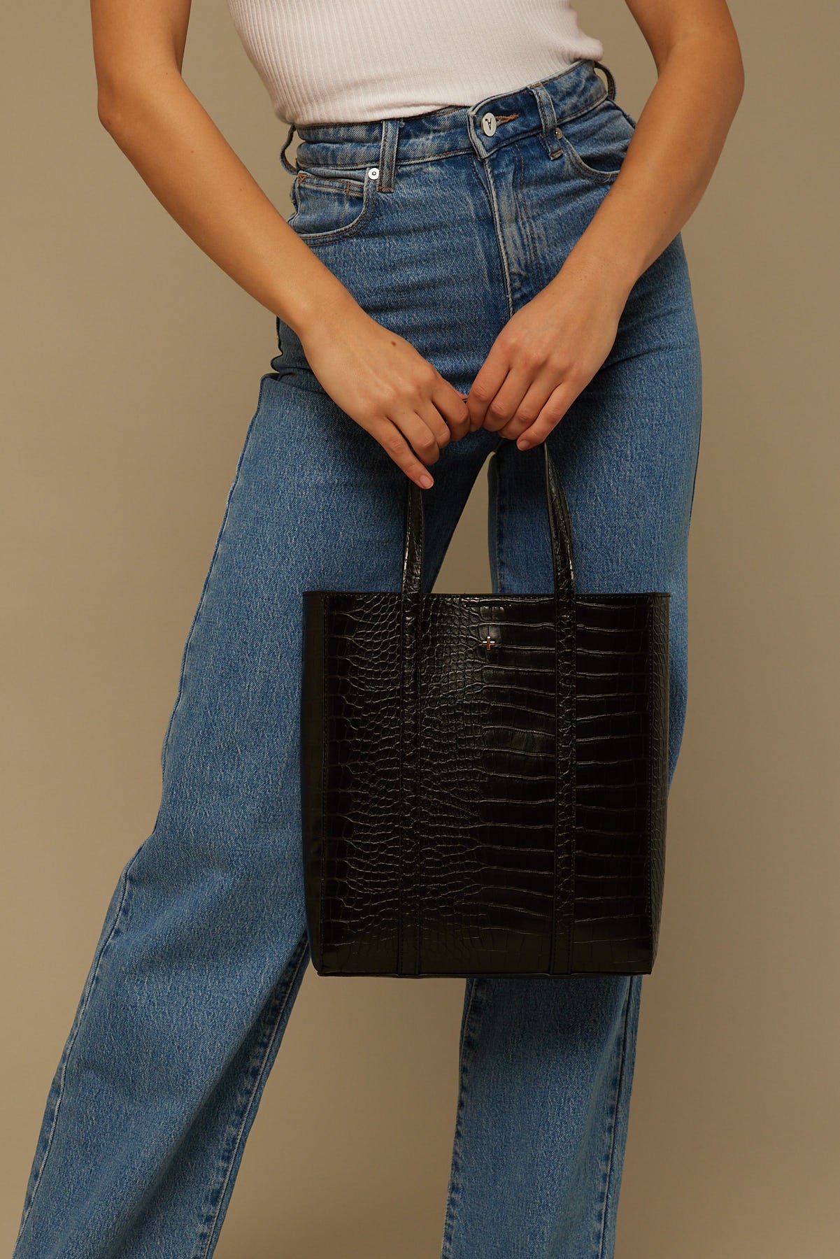 Peta + Jain Halsey Black Croc Gold