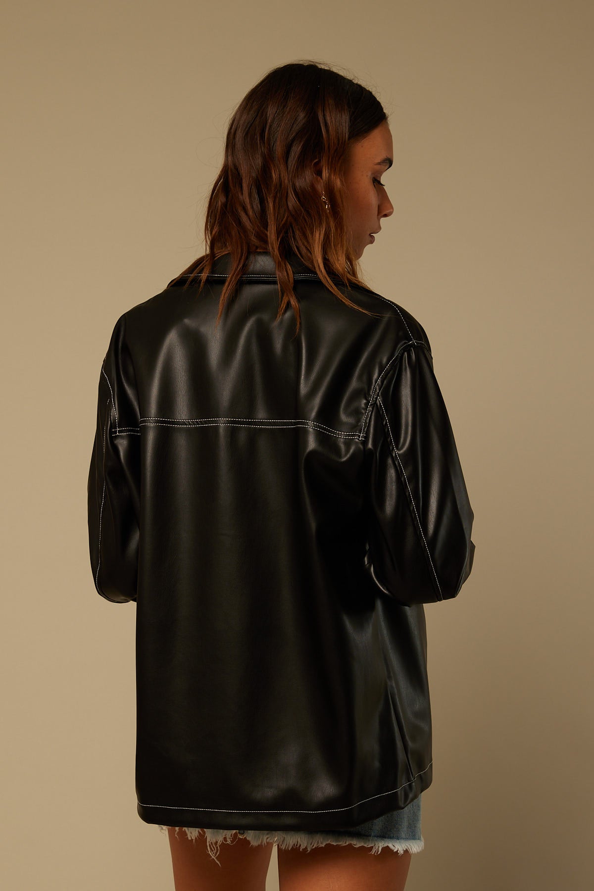 Perfect Stranger After Hours PU Shacket Black