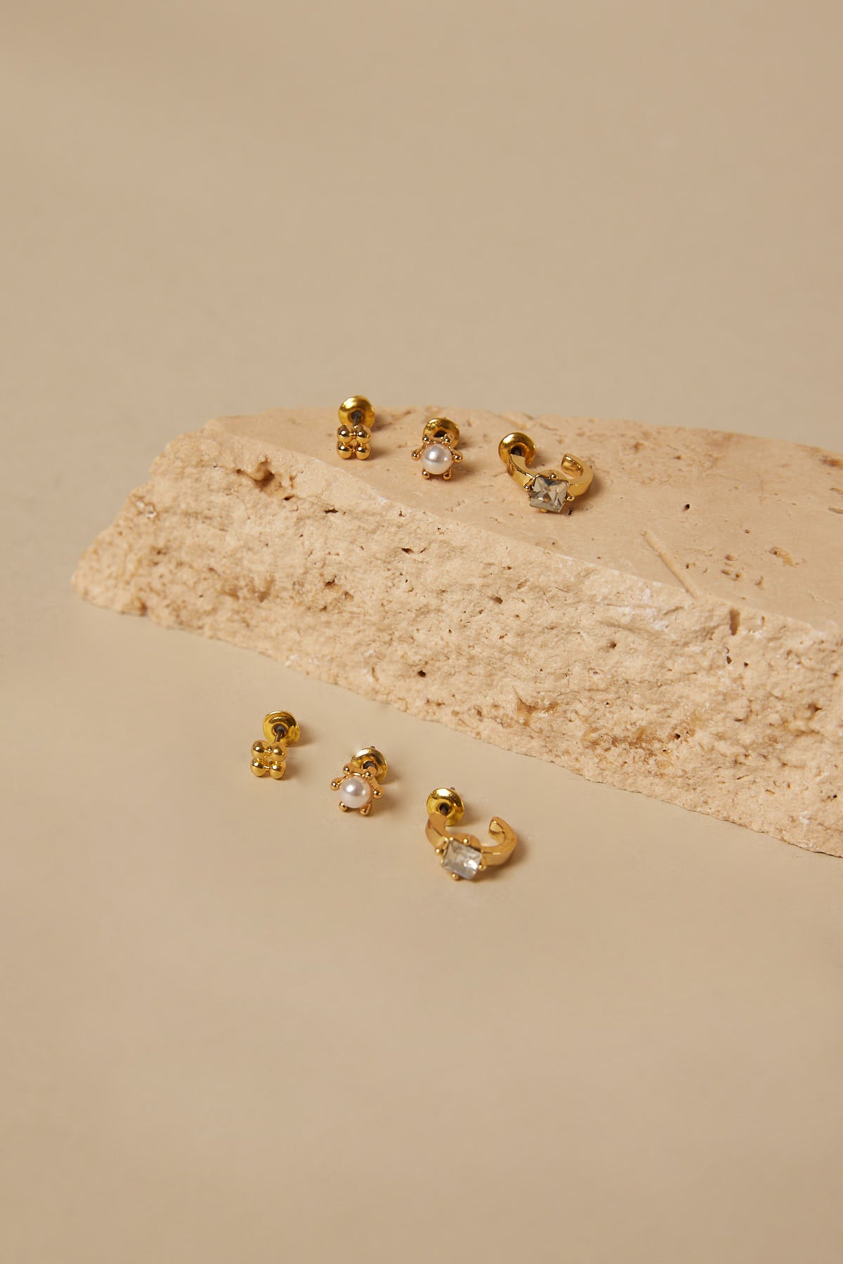 Perfect Stranger Gold Stud Earring 3 Pack Gold
