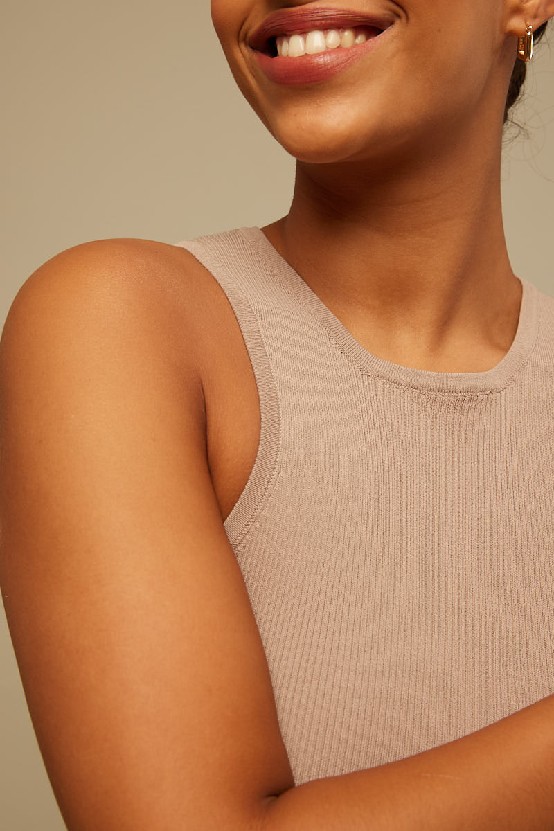 Perfect Stranger Tamia Crop Tank Taupe