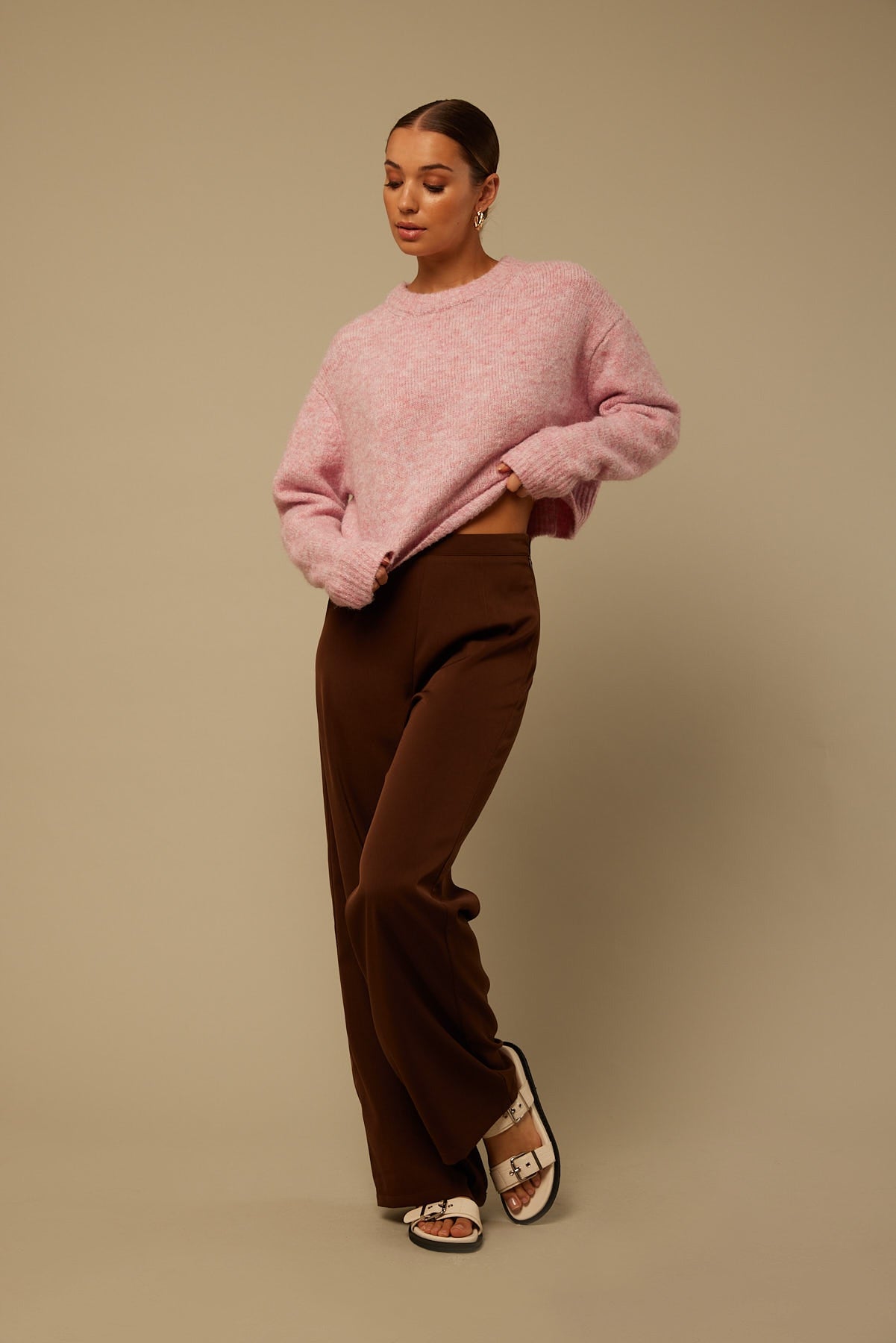 Perfect Stranger Fluffy Crossed Jumper Pink
