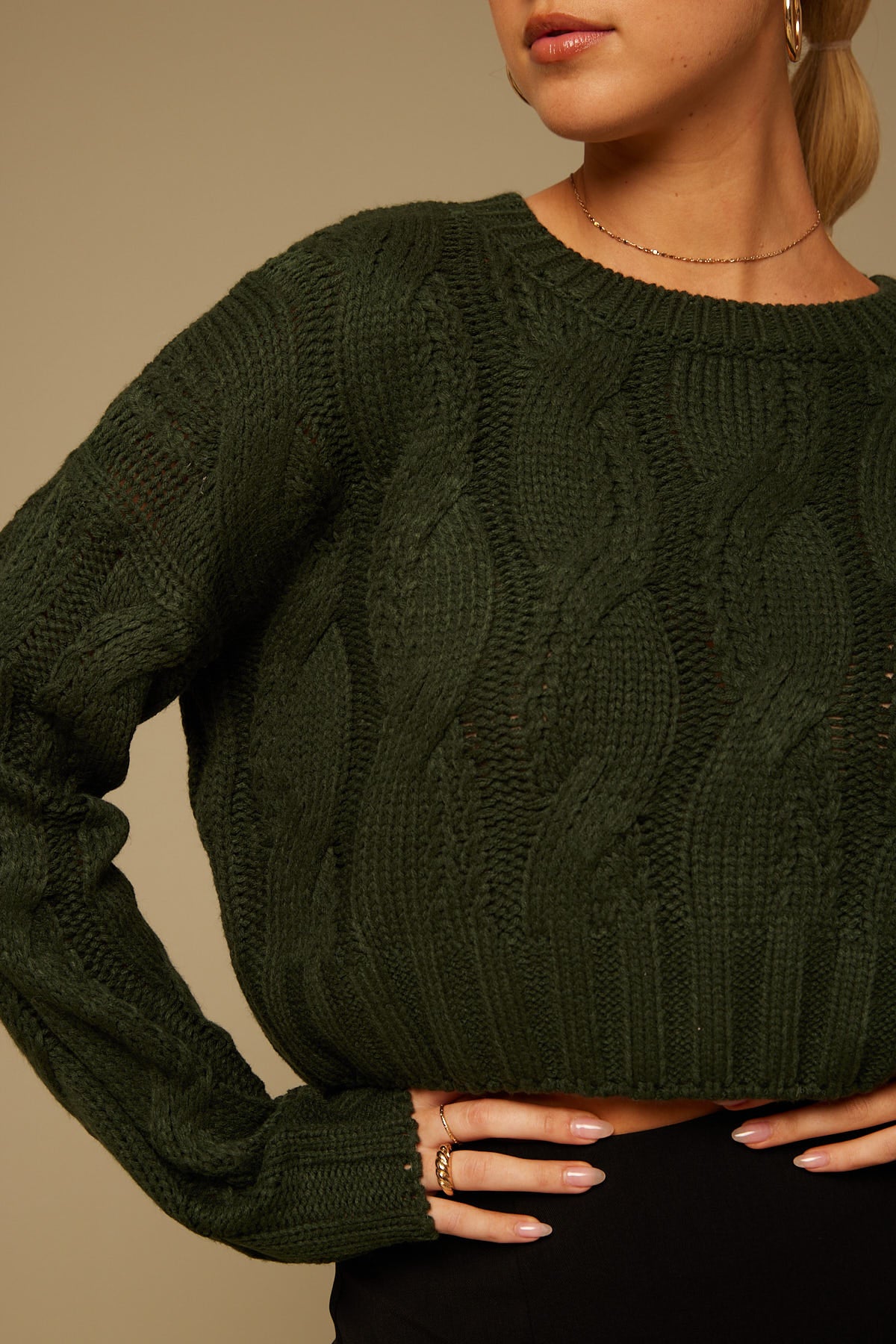 Perfect Stranger Anderson Cable Knit Jumper Green