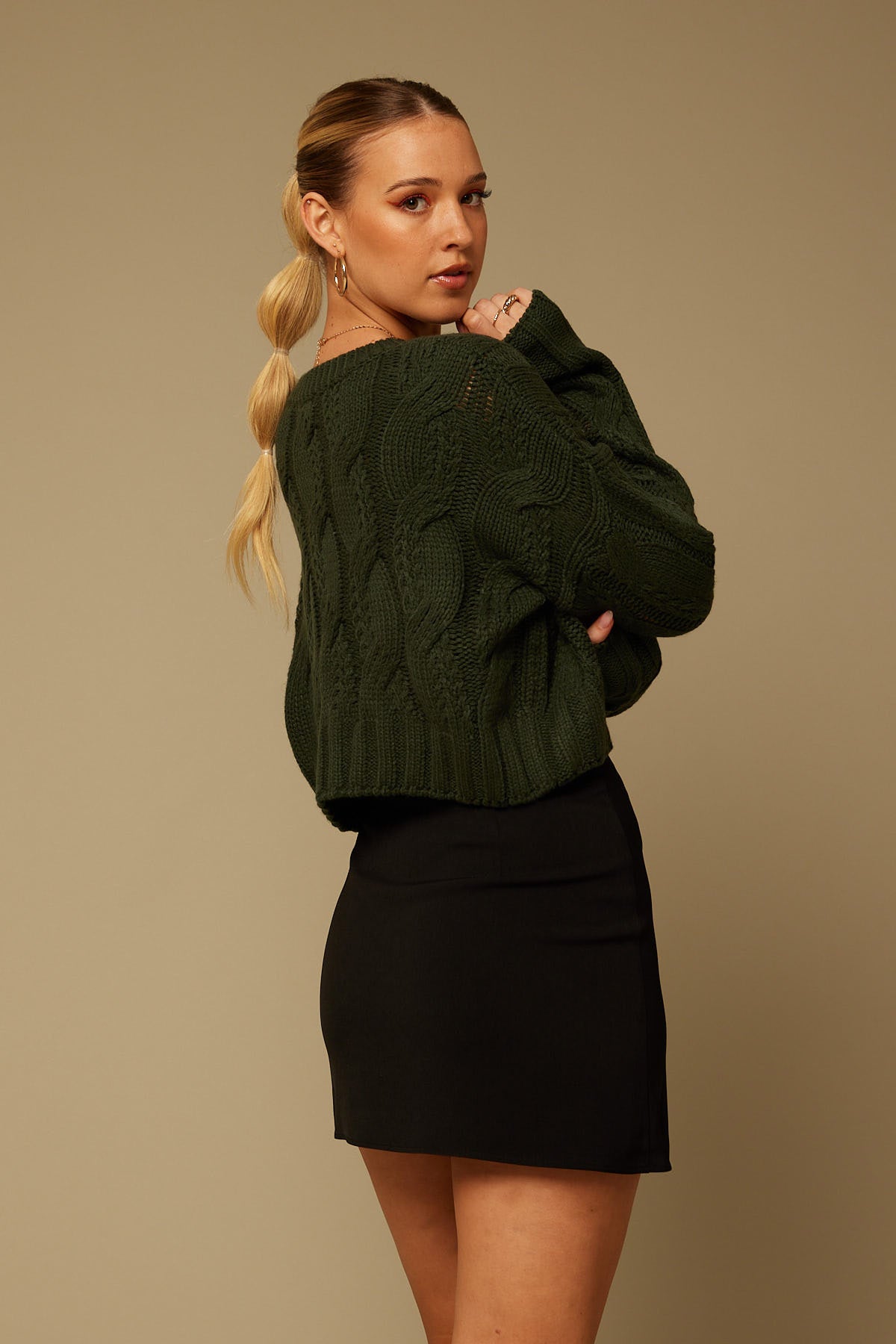 Perfect Stranger Anderson Cable Knit Jumper Green