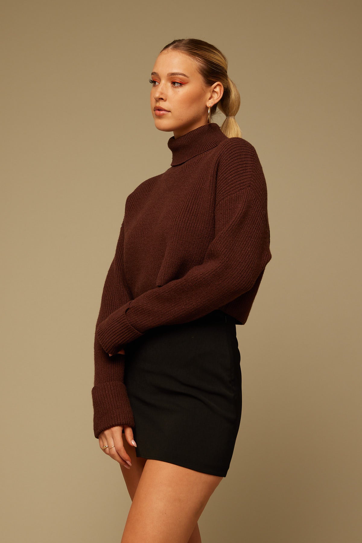 Perfect Stranger Floyd Roll neck Jumper Brown
