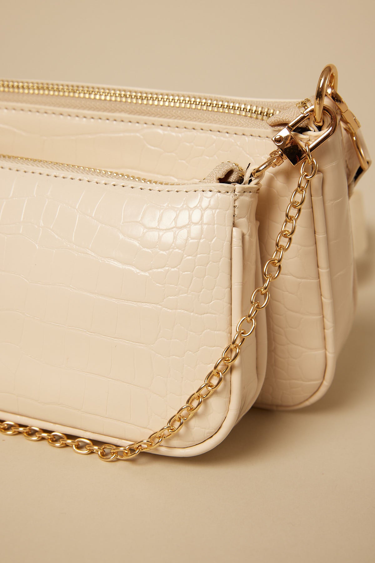 Token Double Croc Crossbody Bag Oat