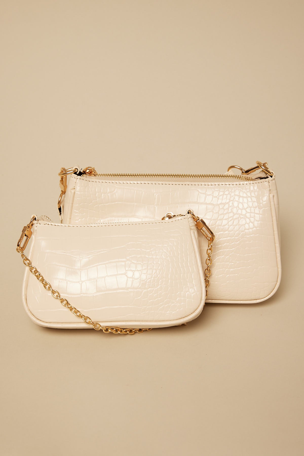 Token Double Croc Crossbody Bag Oat