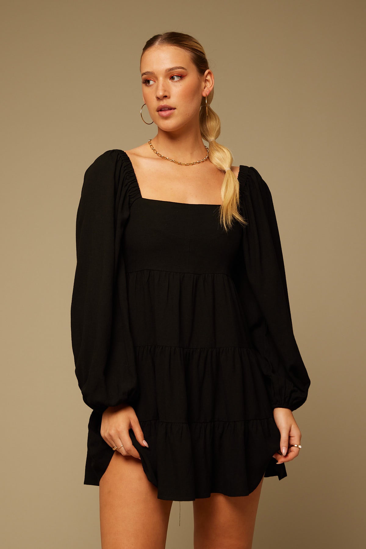 Perfect Stranger I Dare You Long Sleeve Mini Dress Black