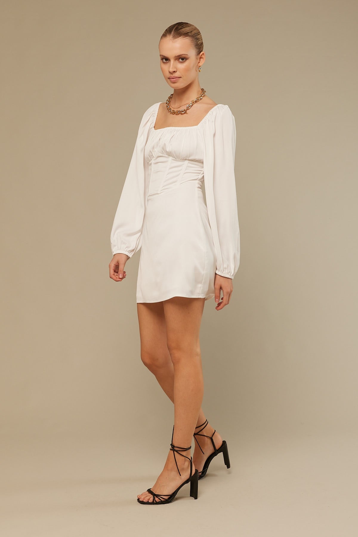 Perfect Stranger Sonnie Corset Longsleeve Mini Dress White