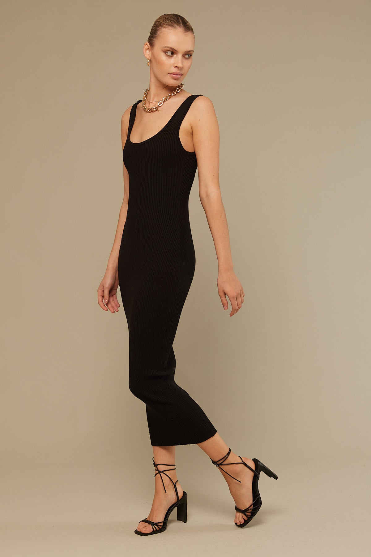 Perfect Stranger Celestial Knit Midi Dress Black