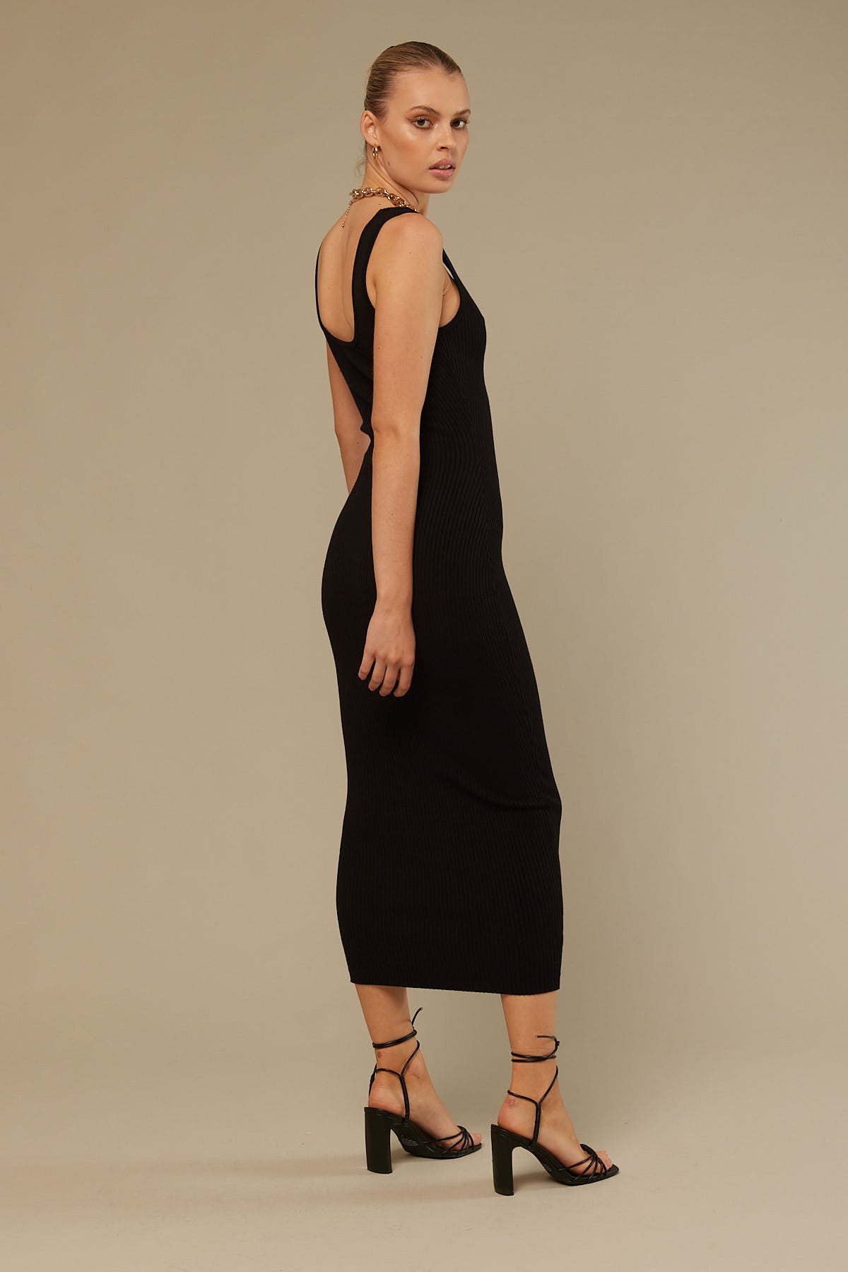 Perfect Stranger Celestial Knit Midi Dress Black