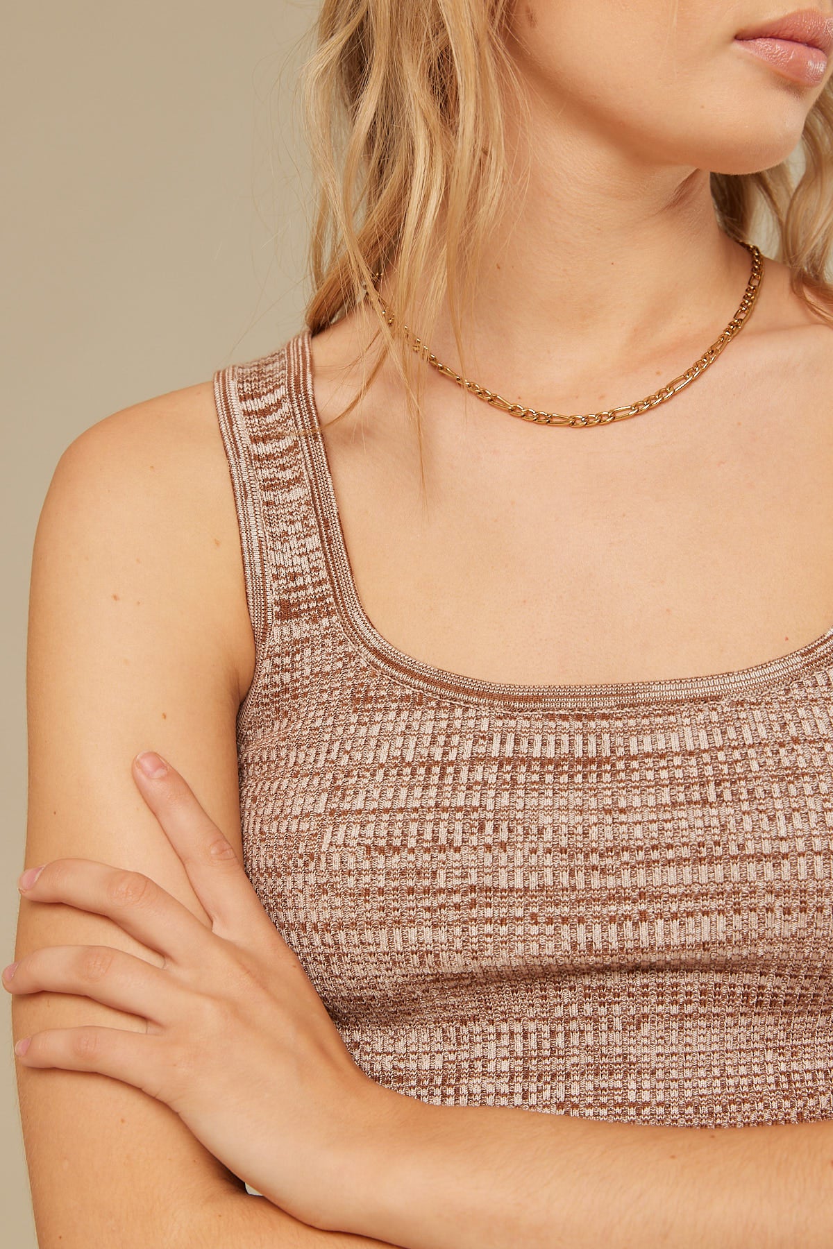 Perfect Stranger Clementine Two Tone Knit Top Brown