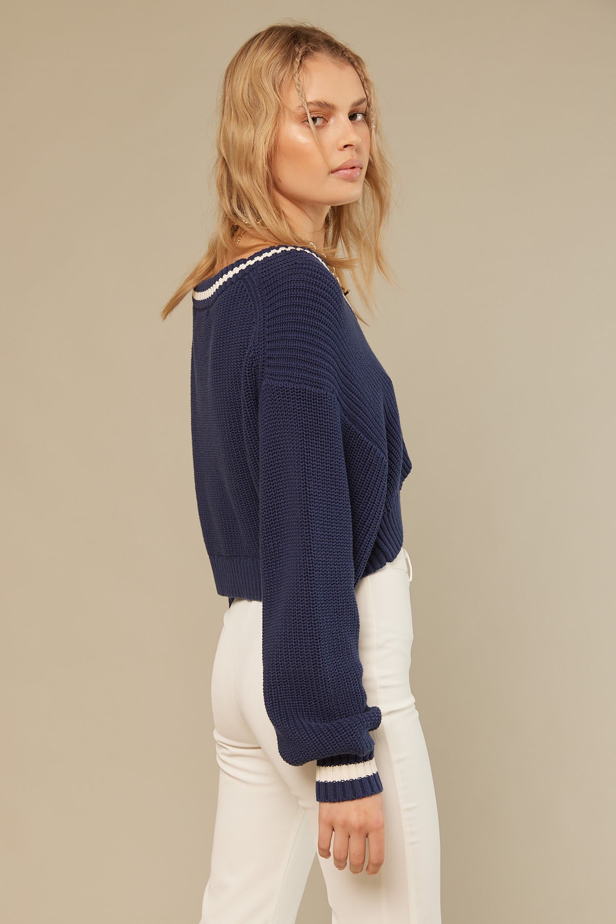 Perfect Stranger Cropped V-Neck Jumper