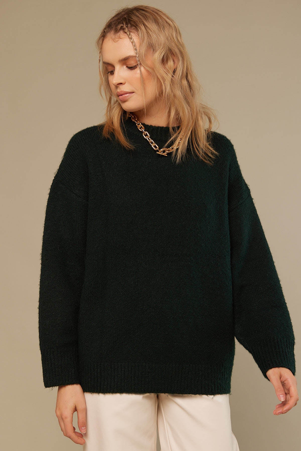 Perfect Stranger Oversized Boxy Knit Jumper Green