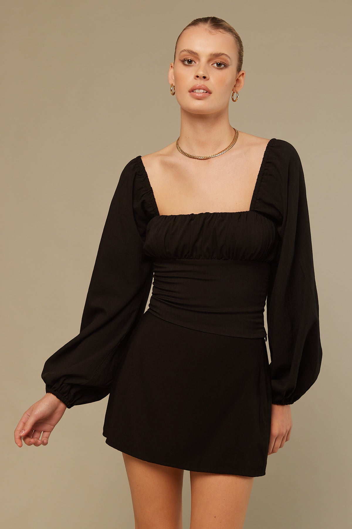 Perfect Stranger Lottie Gathered Top Black