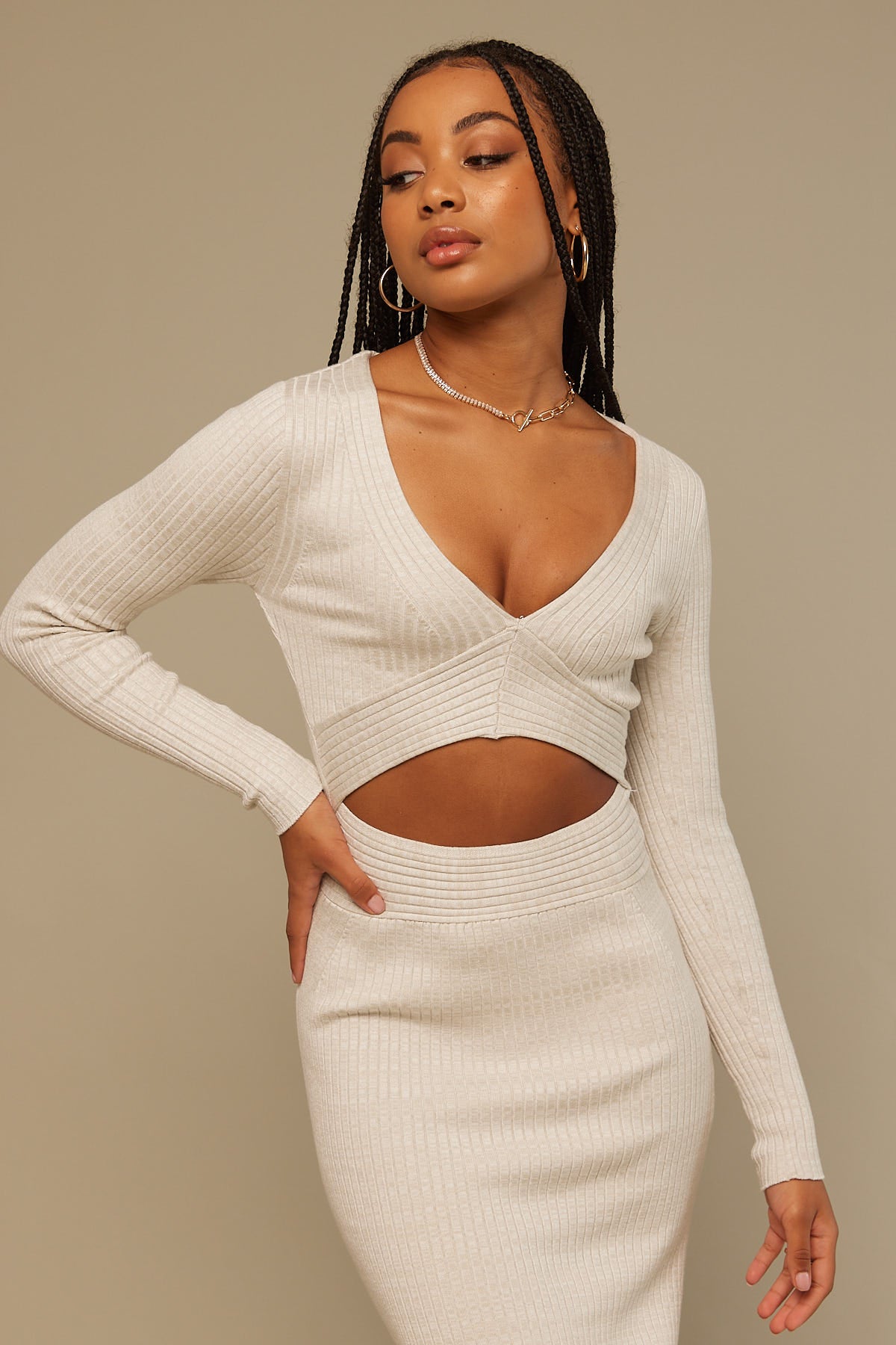 Perfect Stranger Palmer Knit Midi Dress Grey