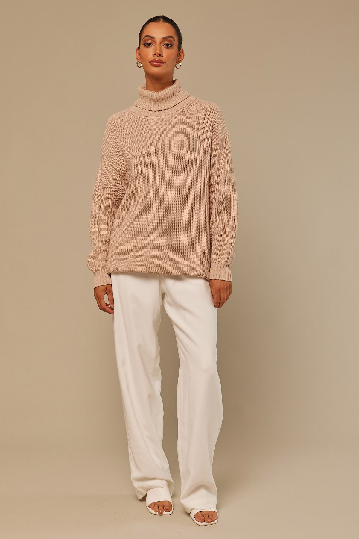 Perfect Stranger Oversized Roll Neck Jumper Oat
