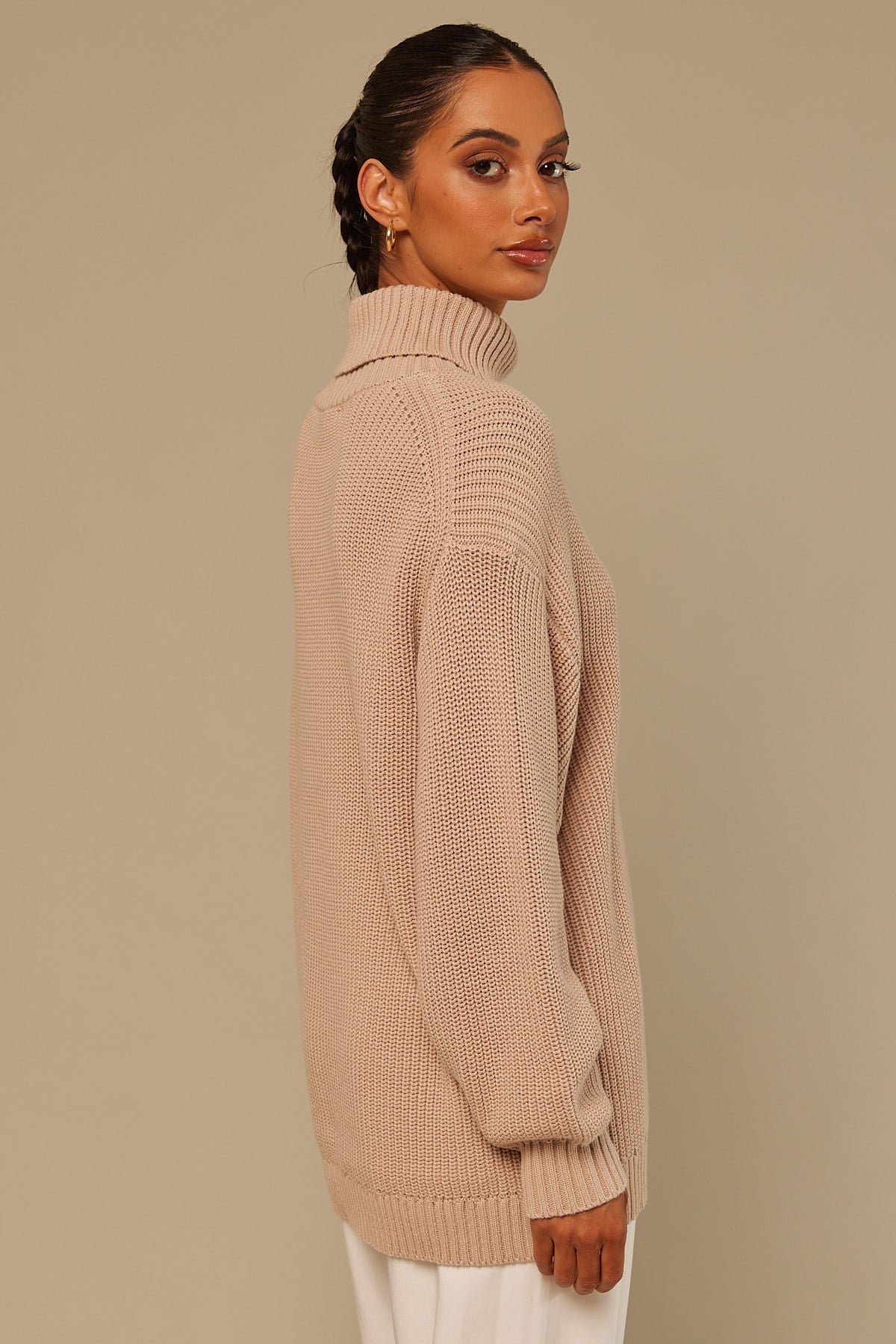 Perfect Stranger Oversized Roll Neck Jumper Oat