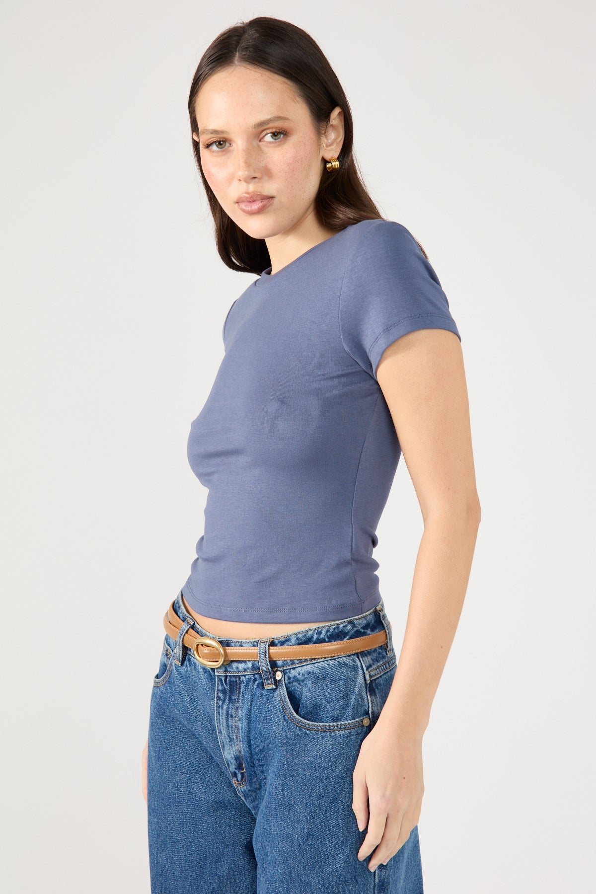 Perfect Stranger Cap Sleeve Tee Blue